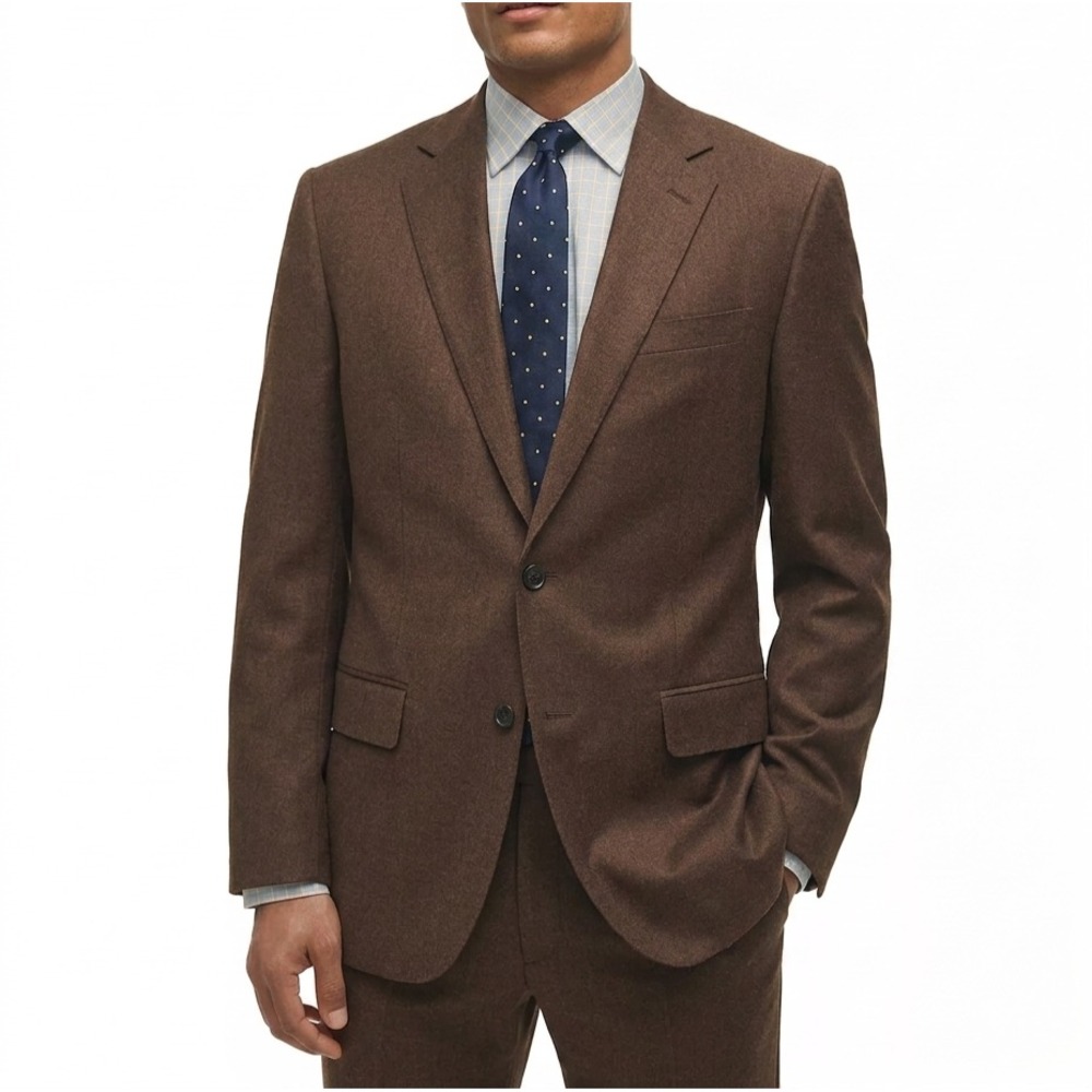 B by Brooks Brothers Mens Classic fit Suit Jacket Blazer 44L Brown Solid Wool